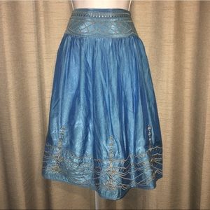 Blue Shimmery Peasant Skirt - XL